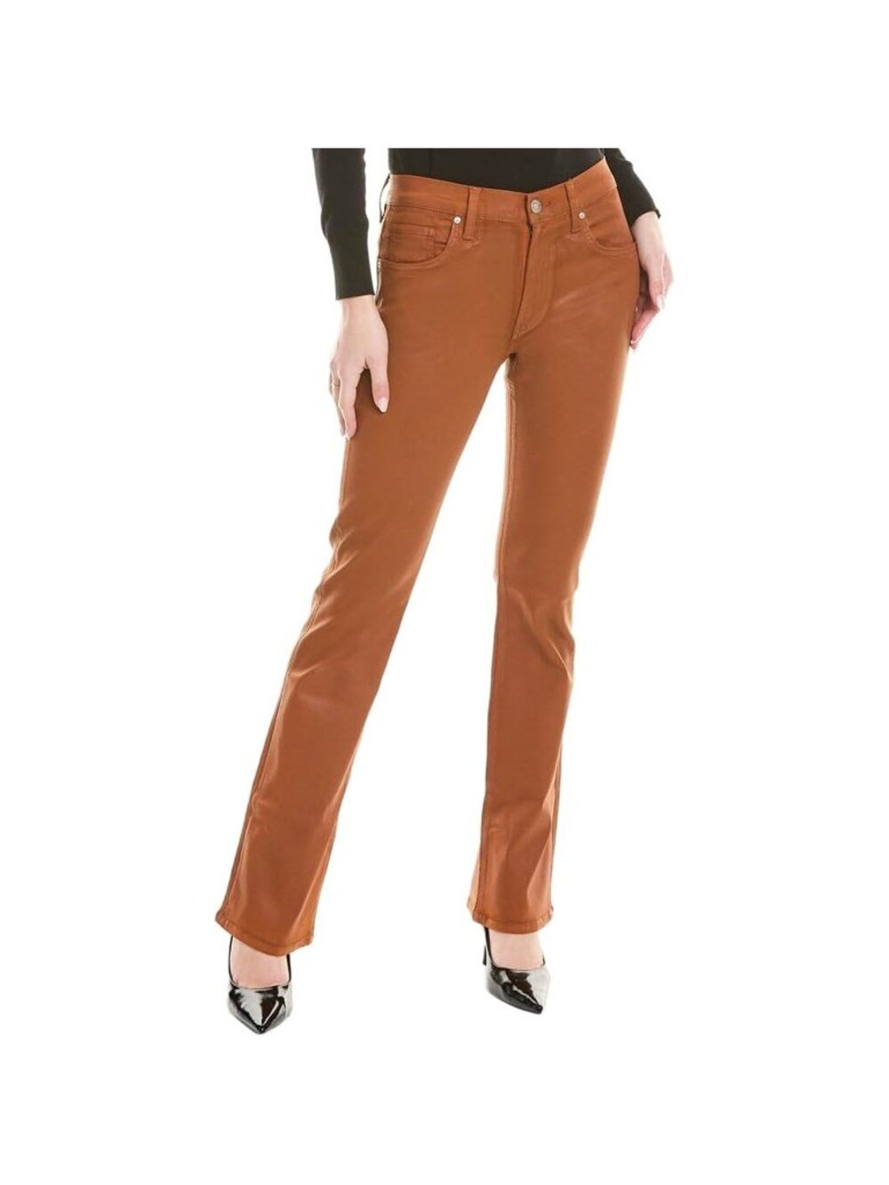 Hudson Barbara High Rise Bootcut Pants Coated Caramel Cafe Size 24